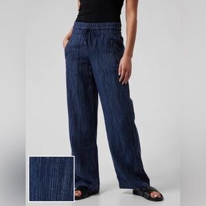 Athleta Cabo Linen Textured Wide Leg Pants